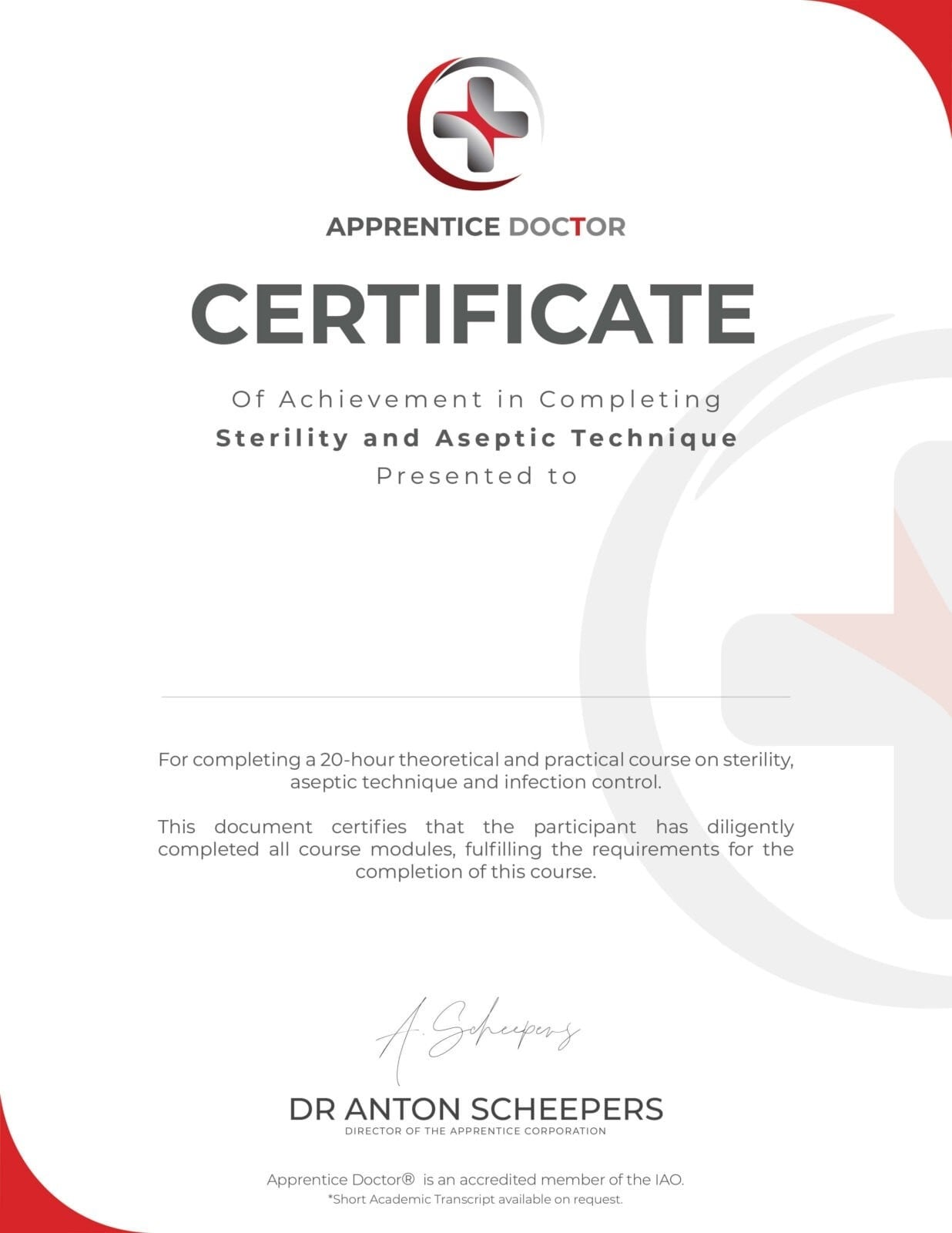 Apprentice Doctor Certificate 3