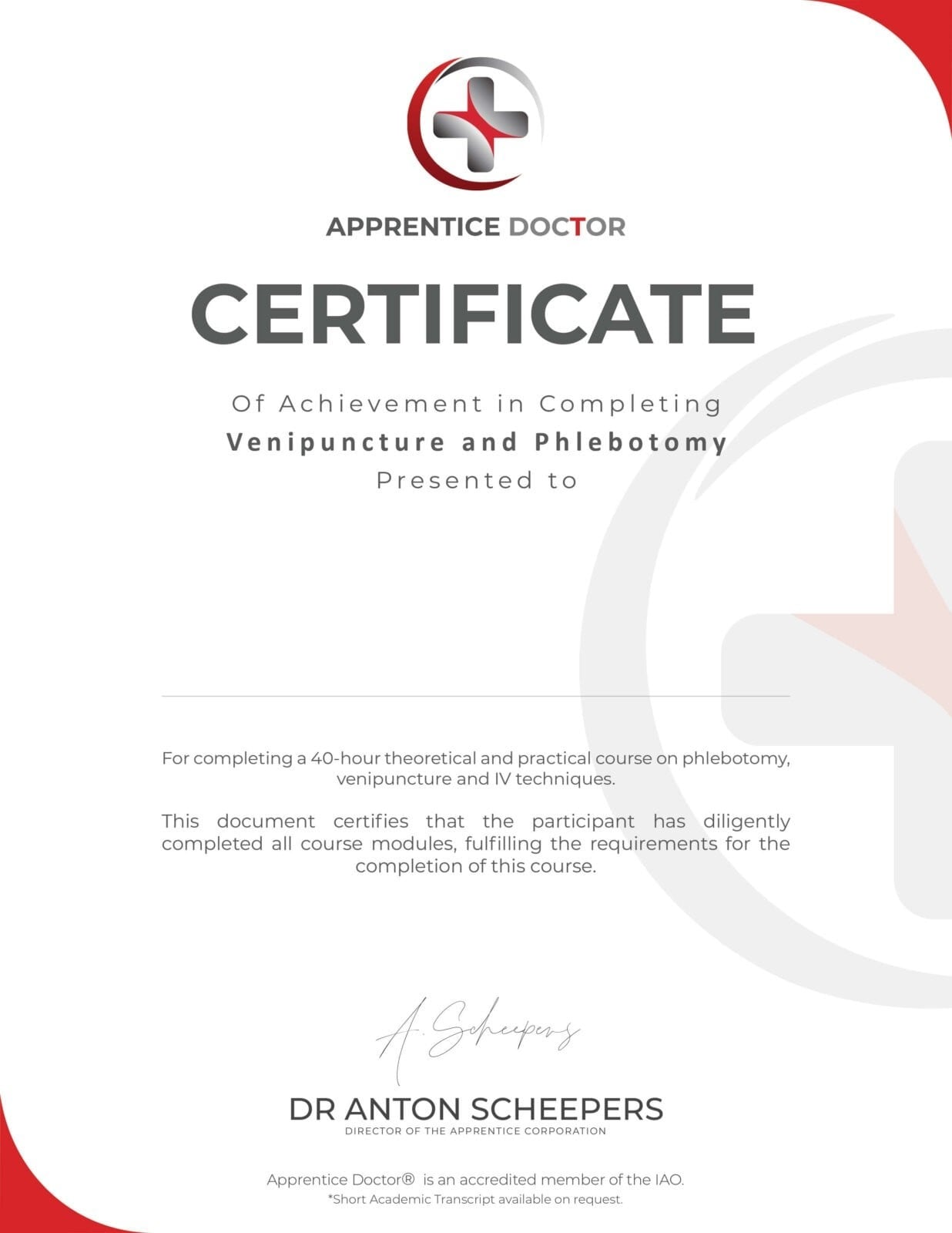 Apprentice Doctor Certificate 6